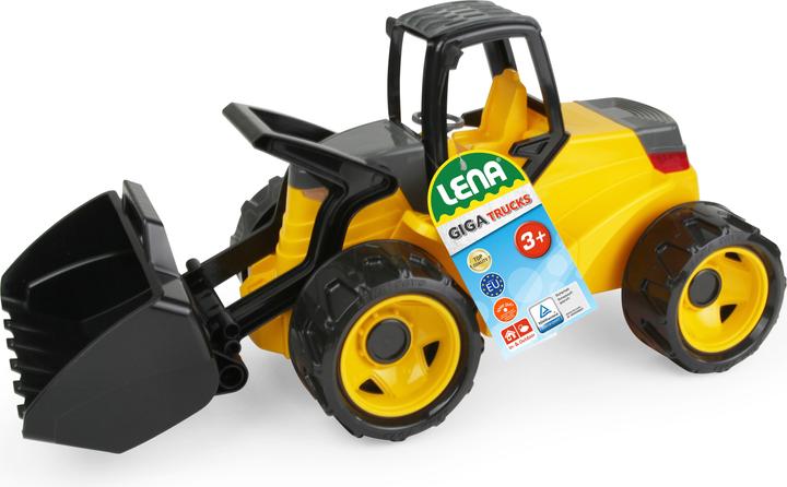 Actual product image Lena Yellow and black bulldozer, loose in gray cardboard