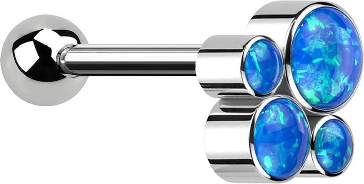Image du produit Star Piercing Micro Barbell Innengewinde silber mit Kugel und vier Opale blau (Titane G23, sans laiton)
