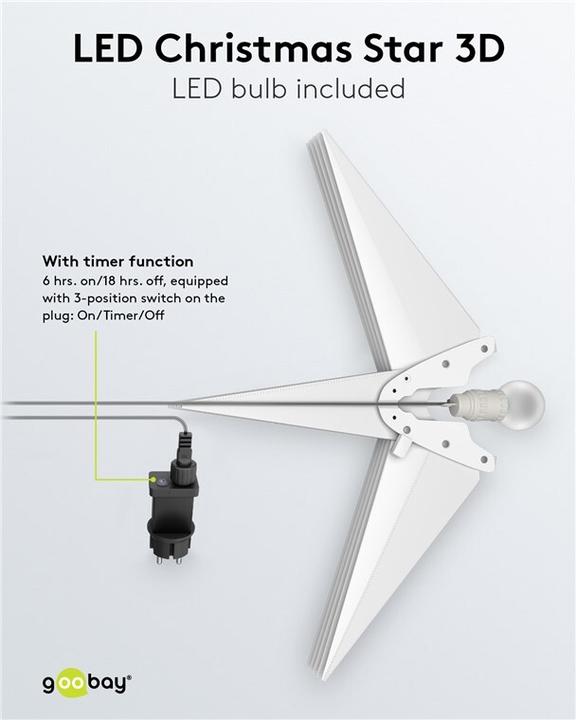 Produktbild Goobay LED-Weihnachtsstern 3D, Ø 56 cm, 4,5-V-Aussentrafo