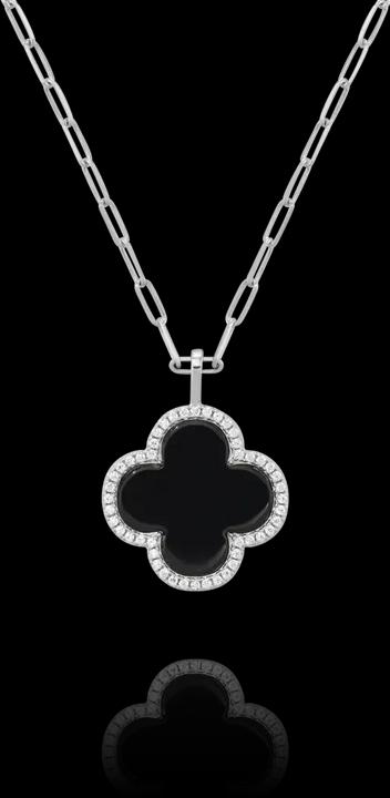 Image du produit Charles Garnier Collier en argent, agate noire, oxyde de zirkonium (Argent)