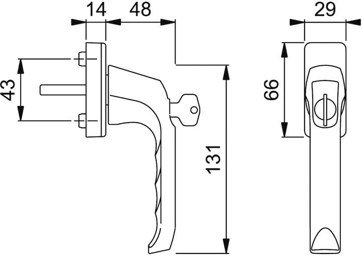 Actual product image Magni Hoppe window handle lockable 013S /U34,F9 NA7501,32 (Window handles)