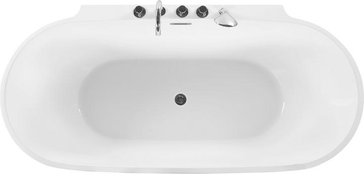 Actual product image Beliani Bathtub freestanding white with tap oval 170 x 80 cm ROTSO (286 l, 80 cm, 170 cm)