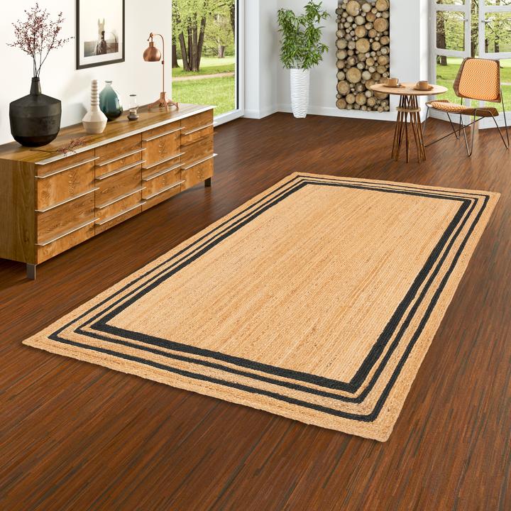 Actual product image Pergamon Naturfaser Teppich Jute Salsa Bordüre (160 x 230 cm)