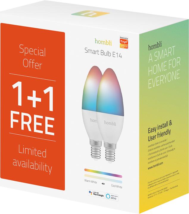 Produktbild Hombli Smart Bulb RGB + CCT (E14, 4.50 W, 380 lm, 2 x, F)