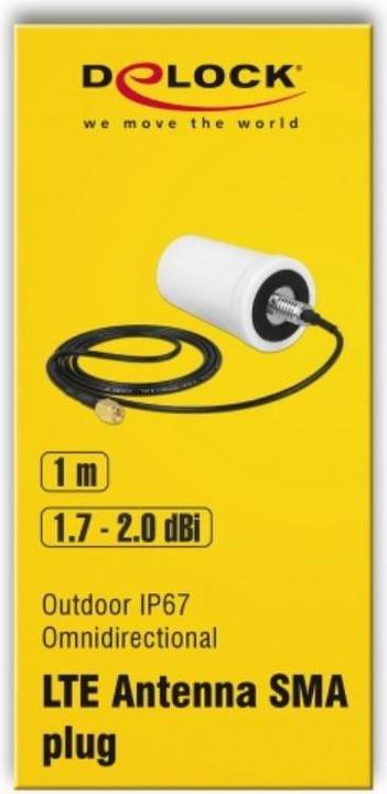 Produktbild Delock LTE/GSM Antenne, SMA-Stecker, weiss (2.20 dB, Antennenkabel)