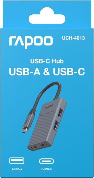 Produktbild Rapoo USB-C Hub UCH-4013 USB-C auf USB-A und USB-C, grau (00226496) (USB-C, 4 Ports)