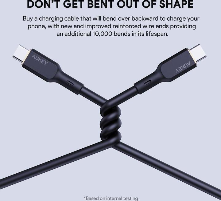 Image du produit Aukey CB-SCC241 USB-C Power Delivery PD 240W 5A 20V 1m nylon noir (1 m, USB 3.2 Gen 1, 240 W)