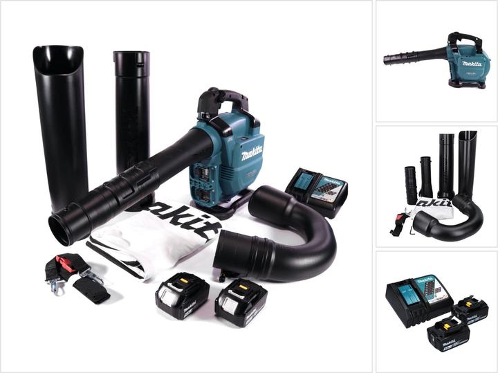 Productafbeelding Makita DUB 363 RT2V Accu-blazer / bladzuiger 36 V ( 2x 18 V ) Borstelloos + zuigset + 2x accu 5.0 (Oplaadbare batterij, Vacuüm en ventilator)