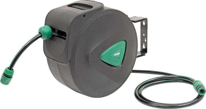 Immagine prodotto Stier Avvolgitubo da giardino SGS-200 20+2 m con pistola a spruzzo automatico orientabile (20 m)