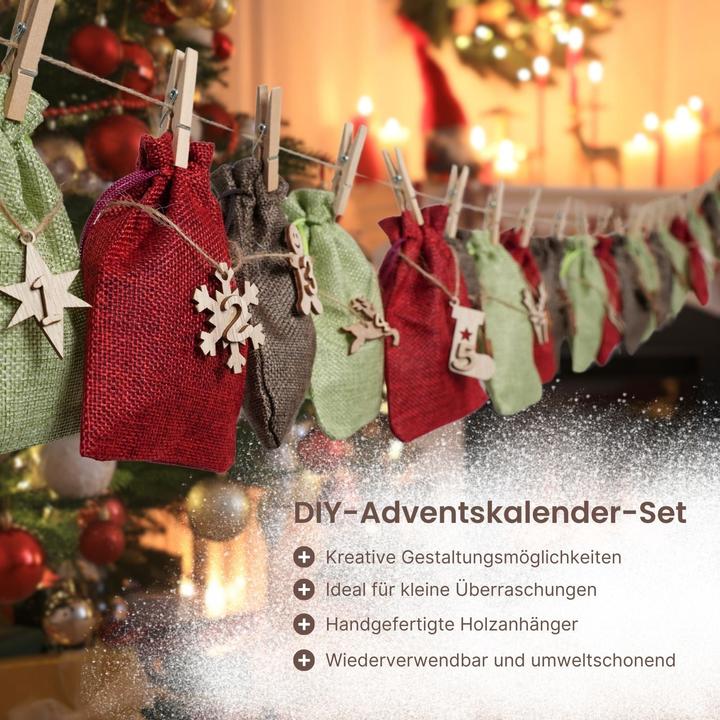 Image du produit Hermex Do-It-Yourself Calendrier de l'Avent Calendrier de Noël à remplir Sac en toile de jute