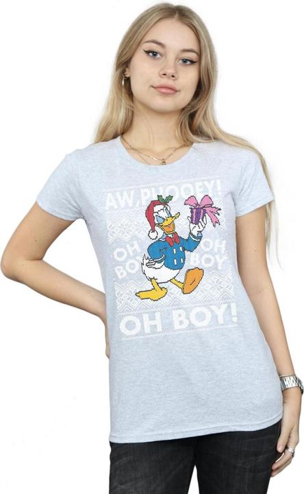 Actual product image Disney Womens/Ladies Donald Duck Christmas Fair Isle Cotton T-Shirt (XL)