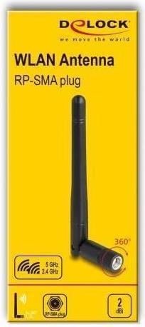 Image du produit Delock WLAN 802.11 ac/ax/a/b/g/n Antenne RP-SMA mâle 2 dB (WiFi)