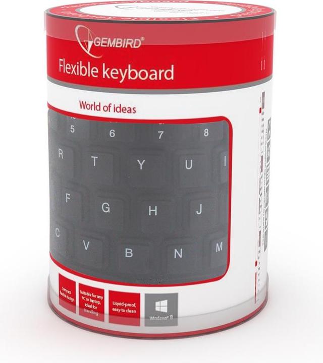 Actual product image Gembird FLEXIBLE USB ENG/Juodas KB-109F-B (DE, Cable)