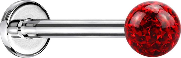 Image du produit Star Piercing Micro Labret argenté avec boule de cristal rouge et couche de protection en époxy (sans laiton, Acier chirurgical 316L)