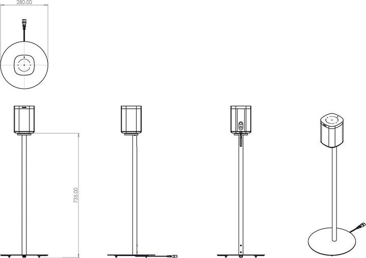 Produktbild Multibrackets Sonos S1/P1 Standfuss, Metall/Aluminium/1676 (1 Stk., Wandmontage)