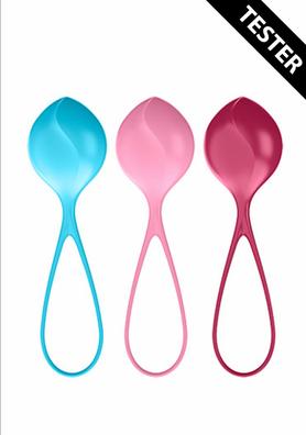 Satisfyer Strengthening Balls Kegel Set of 3 - Turquoise/Red/Pink - Tester