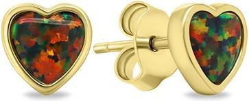 Image du produit Brilio Argent - Délicieux boucles d'oreilles plaquées or Coeurs avec opales synthétiques EA610YBC
