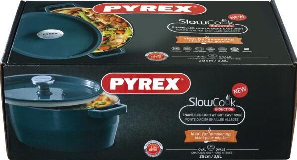 Produktbild Pyrex Slow Cook Bratentopf oval, mit Deckel, Länge: 330 mm, grau (Bräter + Schmortopf)