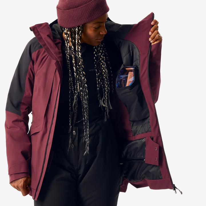 Actual product image Wedze Women's ski jacket versatile and warm - FR100 bordeaux red/black (XL)