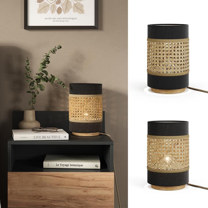 Image du produit Vicco Lampe de table Morten, Rotin/noir, 17,5 x 26,5 cm (E27)