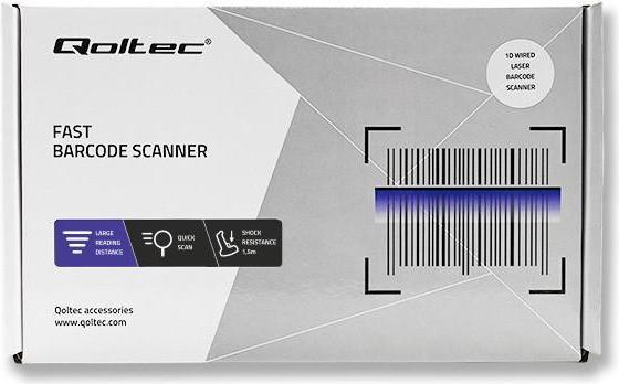 Produktbild Qoltec 1D Laser Barcode Scanner | USB | White (1D-Barcodes)