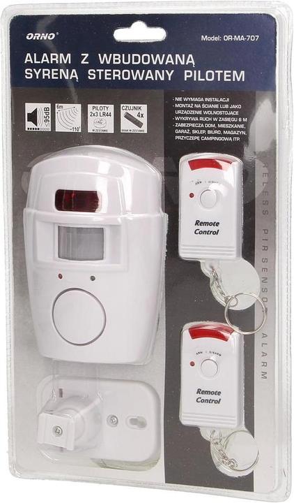 Produktbild Orno Wireless mini-alarm with built-in siren, remote controlled, 6m, battery powered