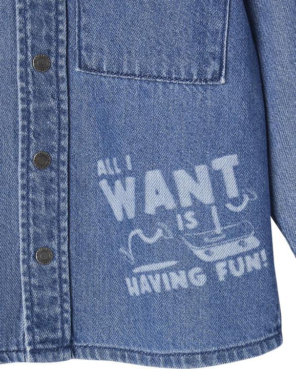 Actual product image Vertbaudet Boys' denim shirt with hood and patches (98)