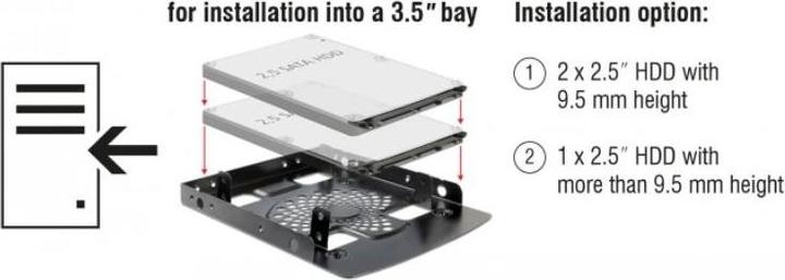 Immagine prodotto Delock Kit di installazione HDD, 2x HDD da 2,5" in 3,5"