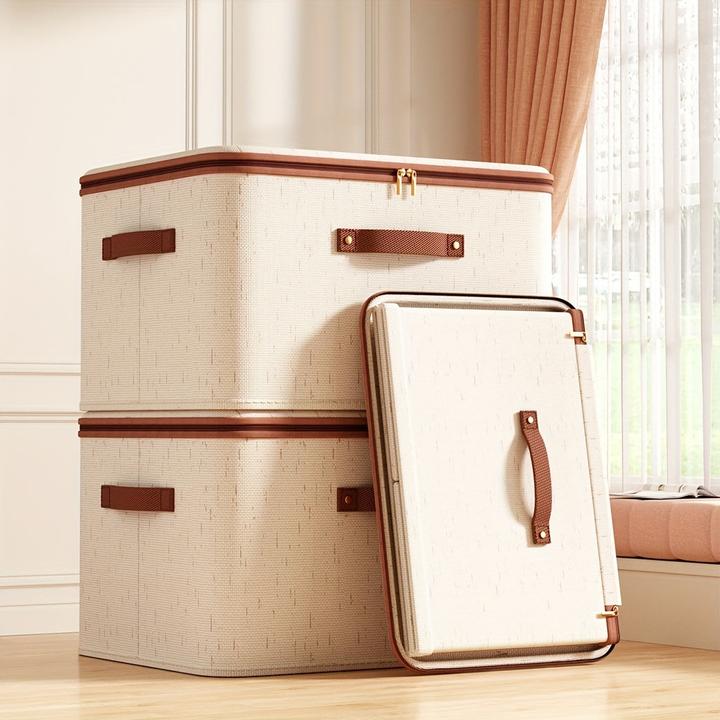 Immagine prodotto Only-Bags.Store 1pc Leinen Zipper Quilt Storage Bins mit Deckel, Leinengewebe, kratz- und verschleissfest