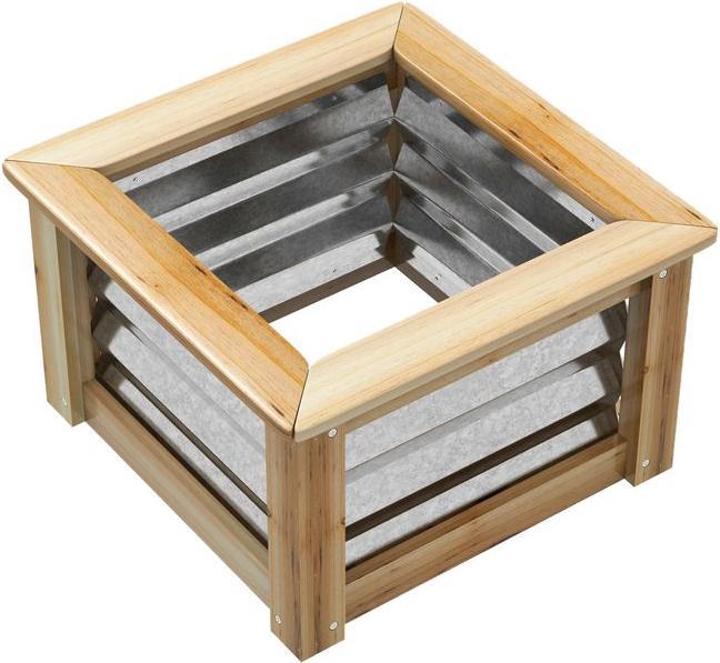 Produktbild Swisshandel24 Hochbeet aus Metall, Blumenkasten Pflanzkasten mit Holzrahmen, Gemüsebeet, Kräuterbeet für Garten, B