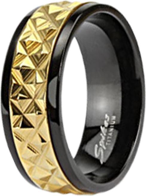 Produktbild Star Piercing Ring schwarz goldstreifen mit Struktur (50)