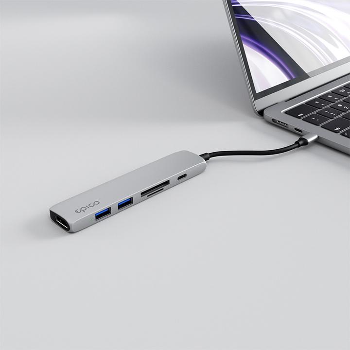 Produktbild Epico 6in1 Aluminium Hub 8K with USB-C connector - silver (6 Ports)