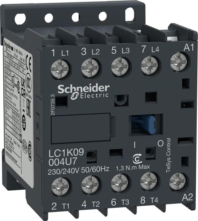 Image du produit Schneider Electric Contacteur de puissance, 4p, 20A/AC1, bobine 240V LC1K09004U7