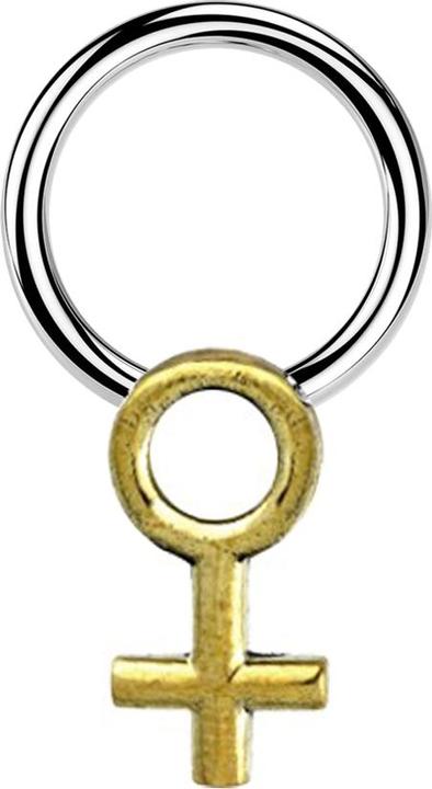 Actual product image Star Piercing Closure Ring silber Gendersymbol Frau vergoldet (316L surgical steel/brass)