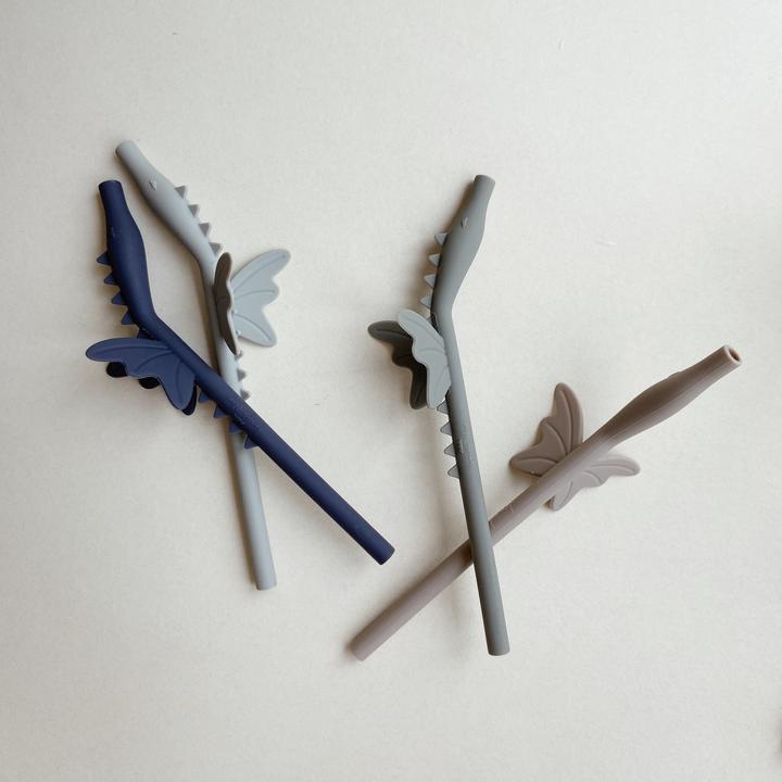 Actual product image Konges Slojd Silicone straws Dragon Forest Mix