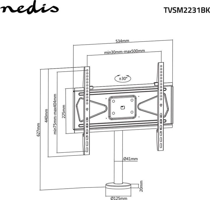 Actual product image Nedis Full-motion TV stand | 32-55 " | maximum supported screen weight: 50 kg | tiltable (21.02")