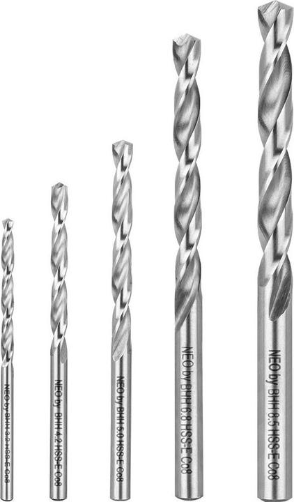 Produktbild Neo Tools HSS drill bit for metal, cylindrical 3.2 mm 8.5 mm 5.0 mm 6.8 mm 4.2 mm mm 5pcs. (08-955) (3.2 mm, 6.8 mm, 8.5 mm, 5.0 mm, 4.2 mm)