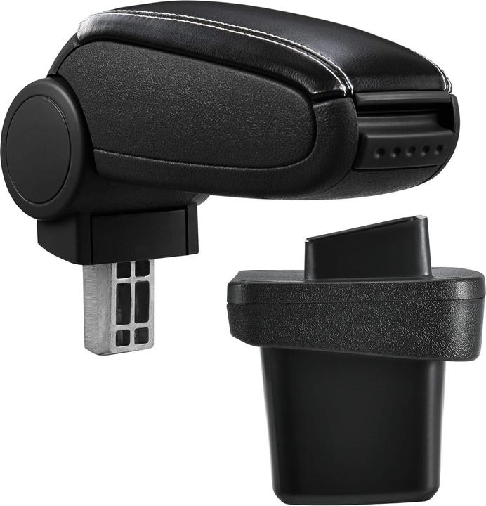 Actual product image Pro-Tec Centre armrest VW Golf 7 with storage compartment imitation leather black with white stitching