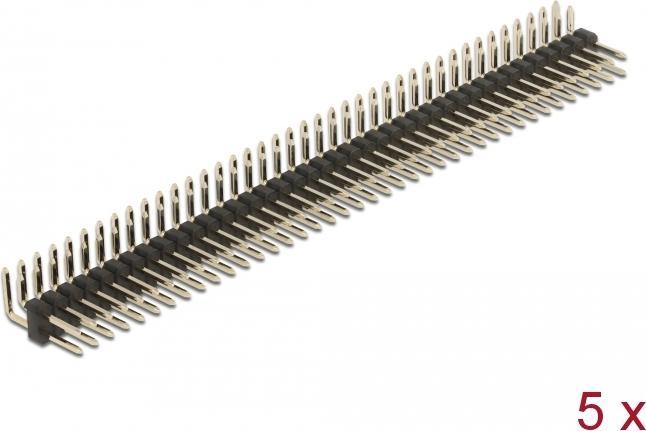 Actual product image Delock Male header 40 pin, grid spacing 2.54 mm, 2-row, angled, 5 pieces