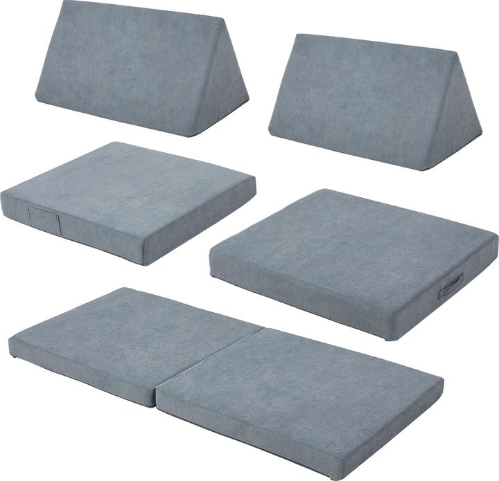 Produktbild En.Casa Spielsofa Norhulta 5-tlg. 150x66x46 cm Cord Grau (Kindersofa)