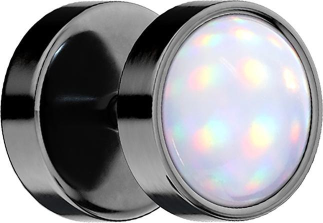 Immagine prodotto Star Piercing Fake Plug schwarz mit Opalite weiss (senza ottone, Acciaio chirurgico 316L)