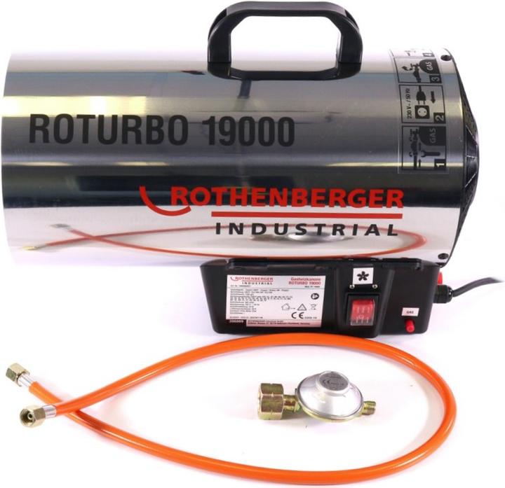 Immagine prodotto Rothenberger RoTurbo 19000 Generatore di calore a gas + Accensione piezoelettrica + Tubo (18500 W)