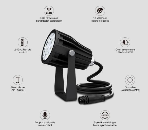 Image du produit Milight Lot de 3 spots de jardin LED Smart sans fil 6W (550 lm, IP66)