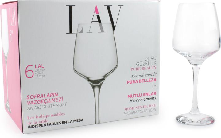 Produktbild LAV Satz von 6 Glas Wein / Wasser 400ccm lal (0.40 l, 6 x)