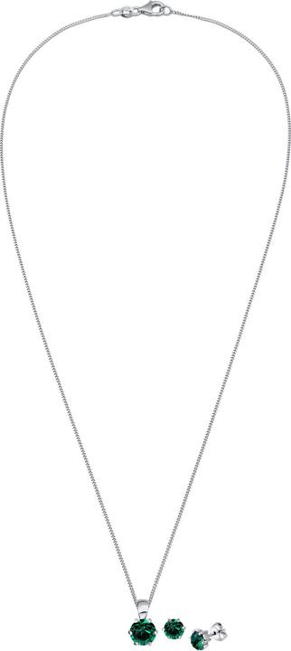 Actual product image Elli Jewellery set crystals solitaire necklace ear studs 925 silver (925 sterling silver)
