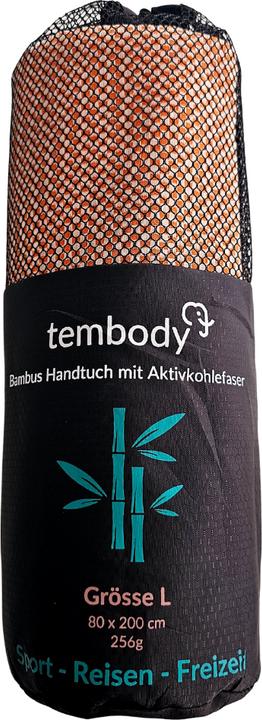 Tembo Bambus Reisehandtuch mit Aktivkohlefasern Orange L