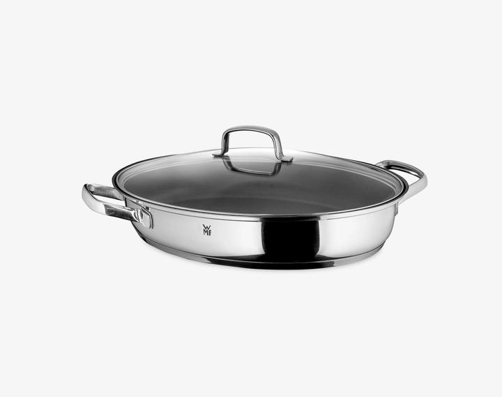 Productafbeelding WMF Vispan Ovale Smoorpan 38cm Deksel Inductie Roestvrij Staal Gecoat (26 cm, Koekenpan, Roestvrij staal)
