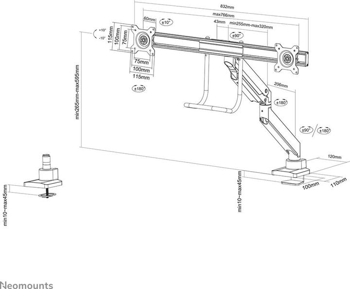 Actual product image Neomounts NM-D775DXBLACK (Table, 32")