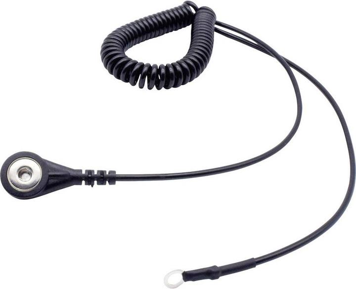 Actual product image Quadrios ESD earthing cable 1.80 m push button 4 mm, ring terminal connection