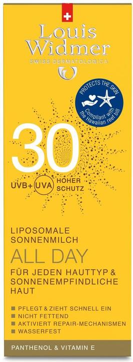 Image du produit Louis Widmer SPF 30 parfumé pour toute la journée (Lait solaire, SPF 30, 200 ml, 255 g)